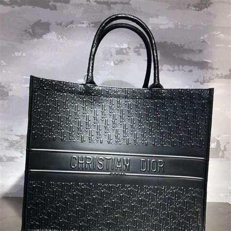 dior tote leather black